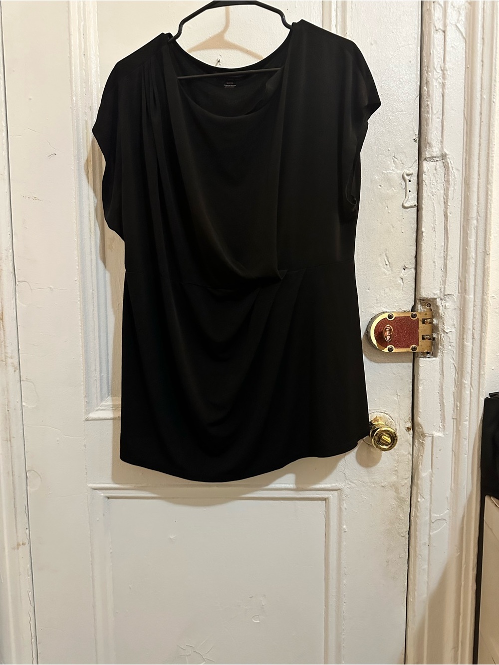 Lane Bryant Black Draped Cap-Sleeve Blouse